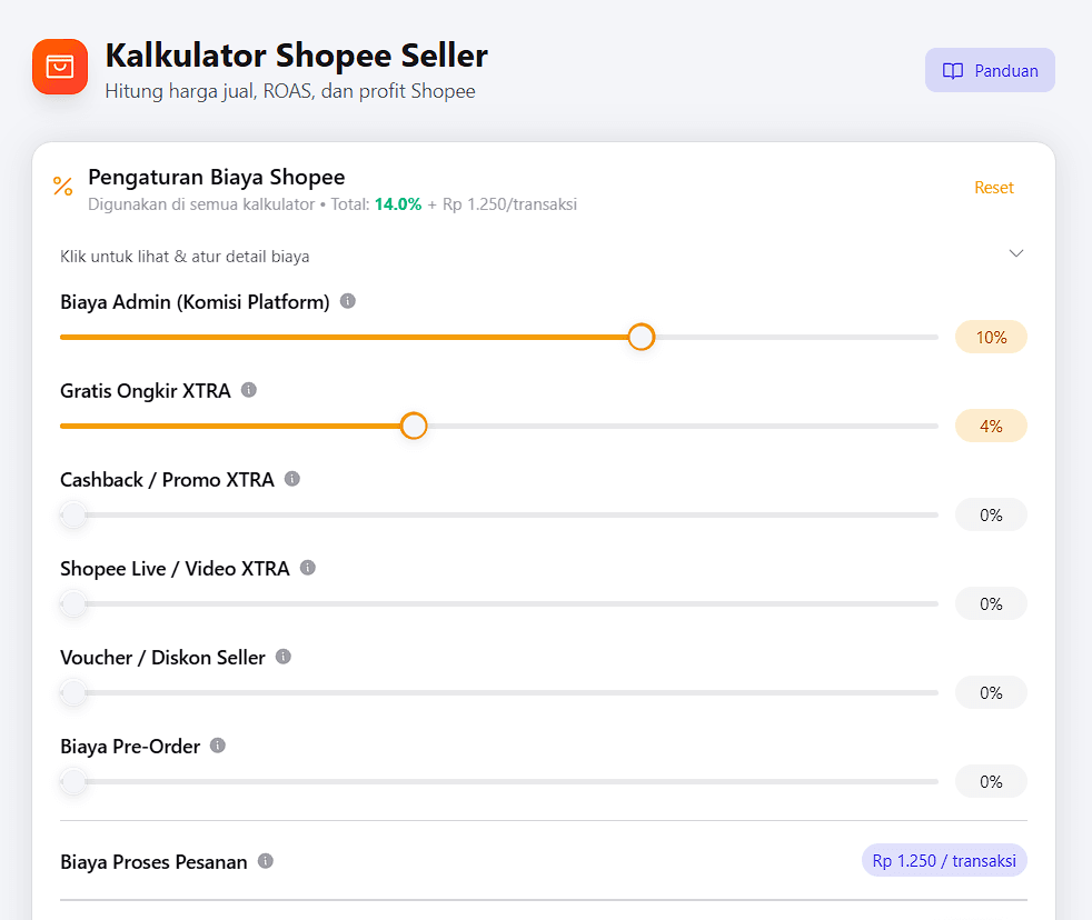 Kalkulator Shopee Seller